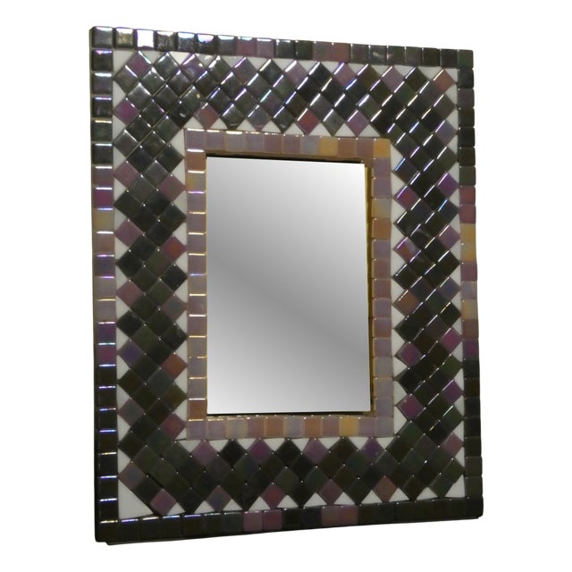 Table Mirror and Crystal Mosaic Photo Frame by Vetreria Darte, Italy, 1990s For Sale