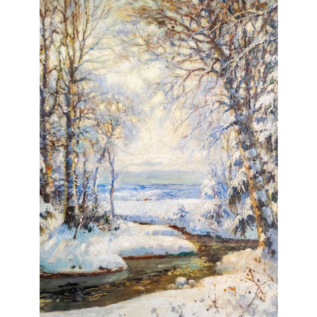 Early 20th Century American Impressionist Winter Wonderland Landscape Painting by George Young Kauffman For Sale - Image 12 of 18