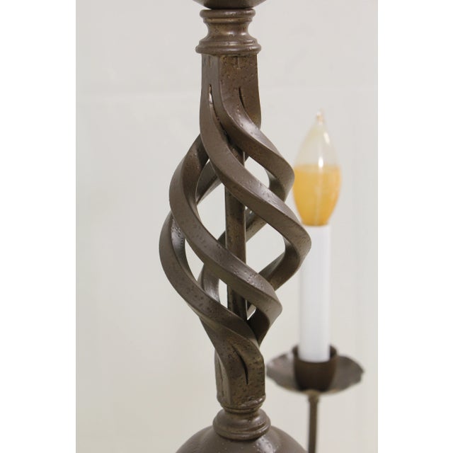 2010s Small 5 Light Brown Iron Chandelier For Sale - Image 5 of 7