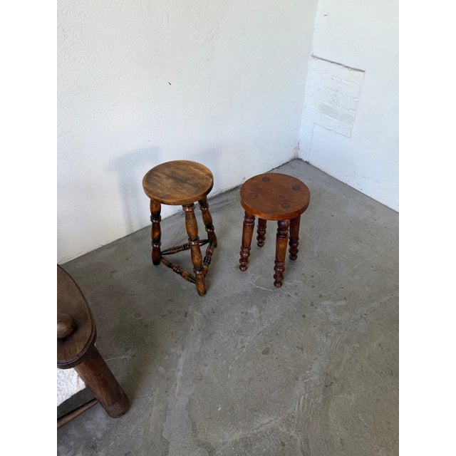 Antique Stools with Turned Legs, 1960s, Set of 2 For Sale - Image 9 of 18