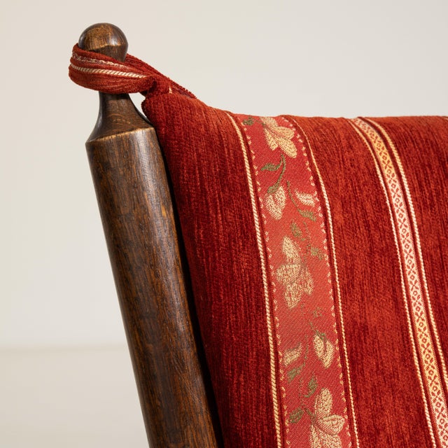 Wood Pair of Dutch Oak Upholstered Armchairs, Antique, France, Circa 1970 For Sale - Image 7 of 13