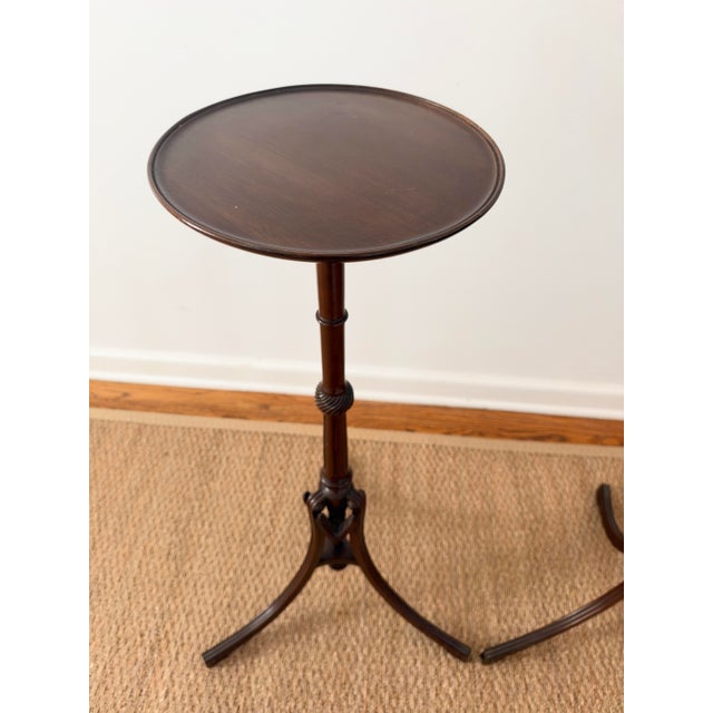 Traditional Mid Twentieth Century Solid Wood Regency Style Tall Pedestal Display Plant Stands With Mahogany Finish, Pair For Sale - Image 3 of 11