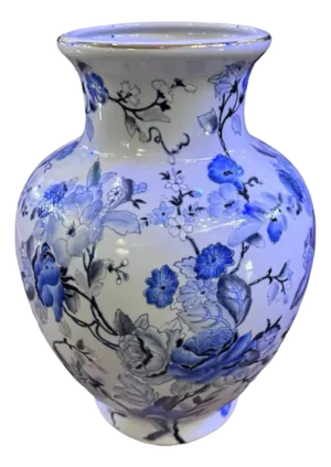 Vintage Chinese Blue and White Floral Vase