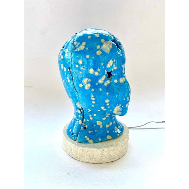 Contemporary Hand Built Glazed Ceramic Night Lamp For Sale - Image 3 of 6