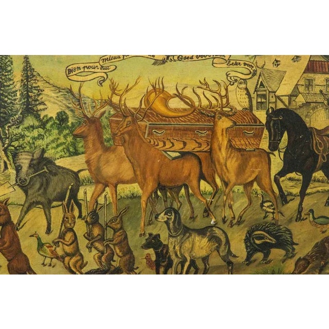 Unknown, Hunter's Funeral, Drawing in Tempera, Early 20th Century For Sale - Image 5 of 6