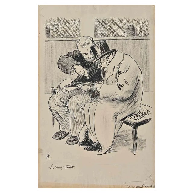 Hermann Paul, Le Vieux Monsieur, Drawing on Paper, Early 20th Century For Sale