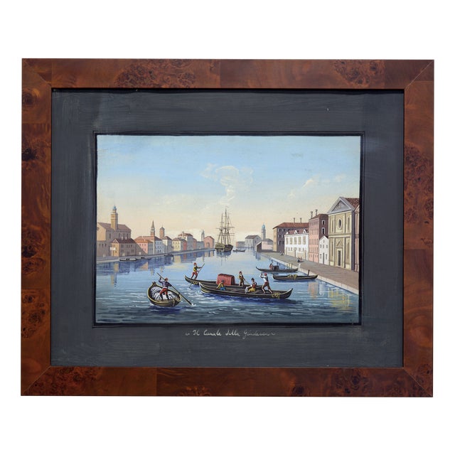 Italian Artist, The Giudecca Canal, 1990s, Gouache on Cardboard, Framed For Sale