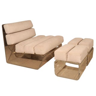 Lucite Chair and Ottoman For Sale