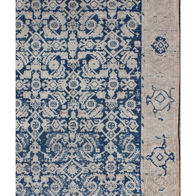 Persian Antique Persian Malayer Rug With All-Over Herati Design in Navy Blue & Earth Tones For Sale - Image 3 of 7