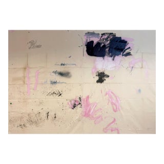 Contemporary Abstract Acrylics, Oil, Spray Paint on Vintage Linen "All the Rooms We Left Unfinished" by Manuela Karin Knaut For Sale
