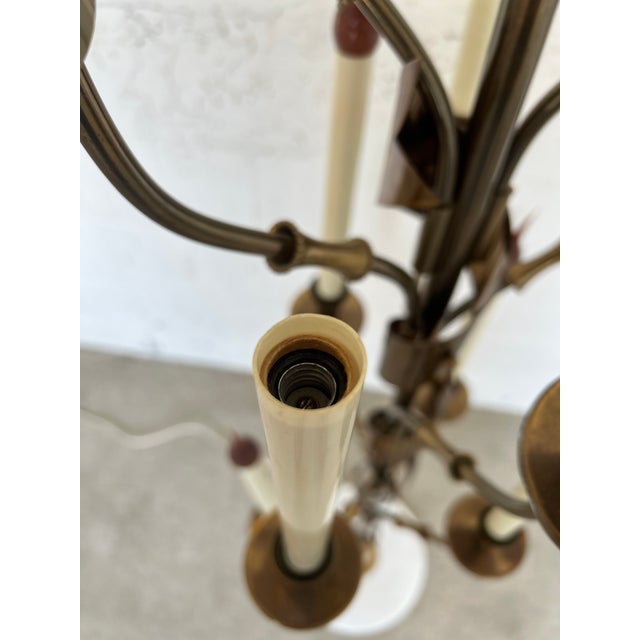 Rare, Italian Mid Century Stilnovo 10-Light Brass & Marble Floor Lamp C. 1960 For Sale - Image 11 of 12