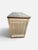 The oak 3-drawer chest with mouldings around the drawer fronts, plain panelled sides and brass handles and key escutcheons.
