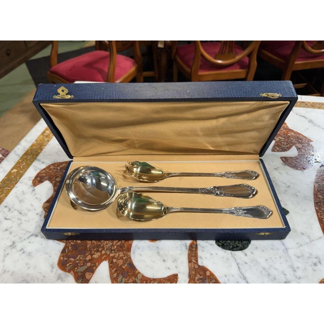 Silver-Plated Metal Gift Set of Ladle and Salad Serving from Ravinet d'Enfert, Set of 3 For Sale - Image 4 of 4