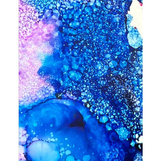 2020s Original Abstract Blue Pink Painting Contemporary Modern Art Artist Signed 9x12 For Sale - Image 5 of 6