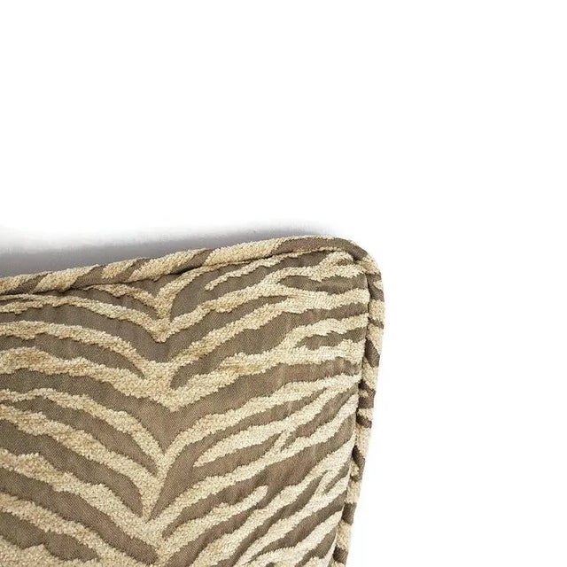African Large Zebra Print Chenille in Fawn With Self-Welt Pillow Cover For Sale - Image 3 of 8