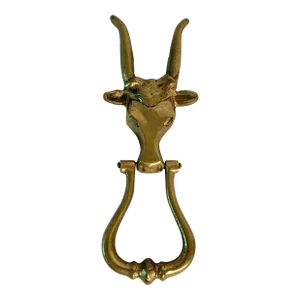 Mid 20th Century Brass Longhorn Cow Doorknocker