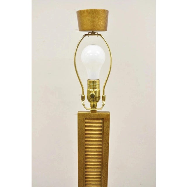 Early 21st Century Decorator Fine Art Lamps Gold Gilt Metal Skyscraper Modern Floor Lamps - A Pair For Sale - Image 5 of 12