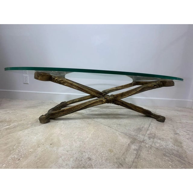 Maison Jansen Jansen 1940’s Regency Oval Glass Top Coffee Table For Sale - Image 4 of 9