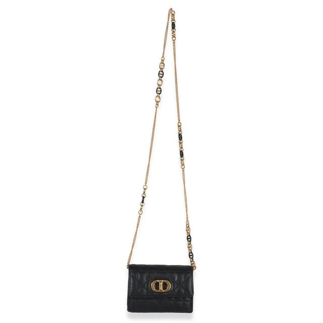 Black Black Macrocannage Calfskin Micro Miss Caro Chain Bag For Sale - Image 8 of 9