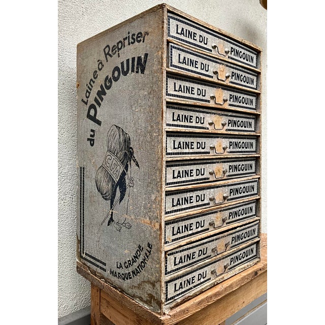 Industrial Art Deco French Haberdashery Display Cabinet by Cartonnages Mulliez-Richebé for Laine Du Pingouin, France, 1930s For Sale - Image 3 of 10