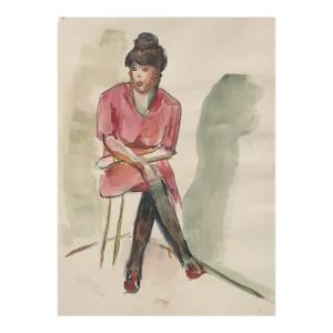 1950s Helena Beacham Female Figural Watercolor
