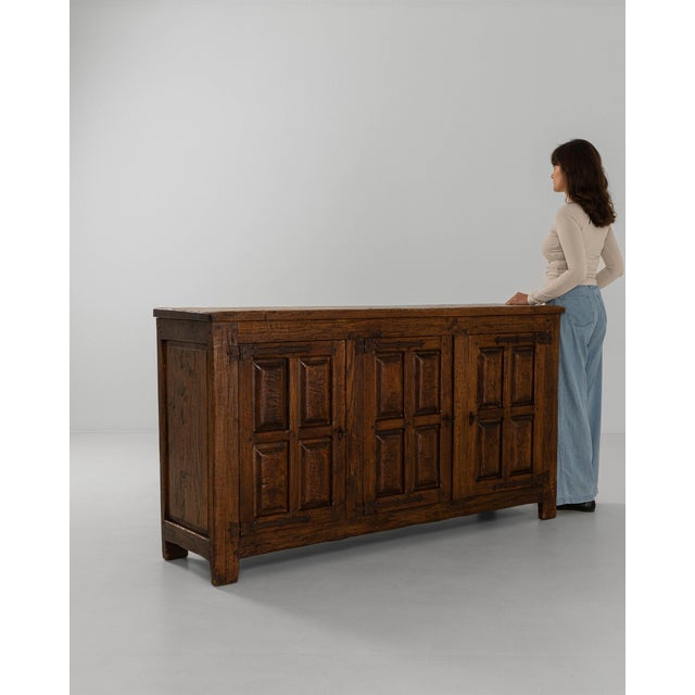 1970s French Baroque Oak Buffet With Iron Hardware For Sale - Image 12 of 18