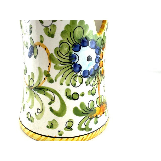 Ceramic 1960s Hand-Painted Italian Ceramic Vase With Bamboo Handle For Sale - Image 7 of 15