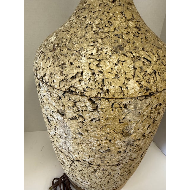 Mid Century Modern Cork and Walnut Lamp, XL For Sale - Image 9 of 9