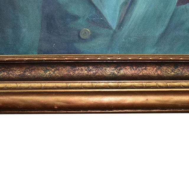 Large Mad Men Style Framed Portrait Painting of a Man on Canvas - Signed - 1960s For Sale - Image 9 of 11