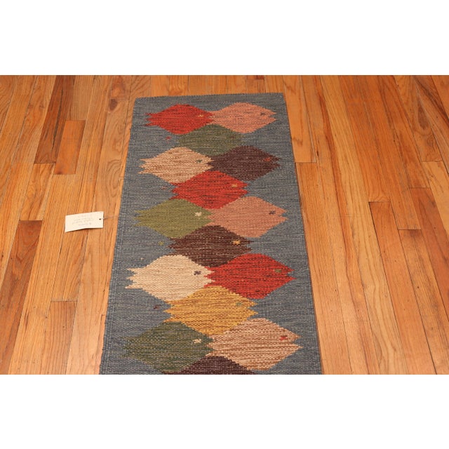 Early 21st Century Nazmiyal Collection Modern Swedish Style Fish Kilim Runner Rug For Sale - Image 5 of 5