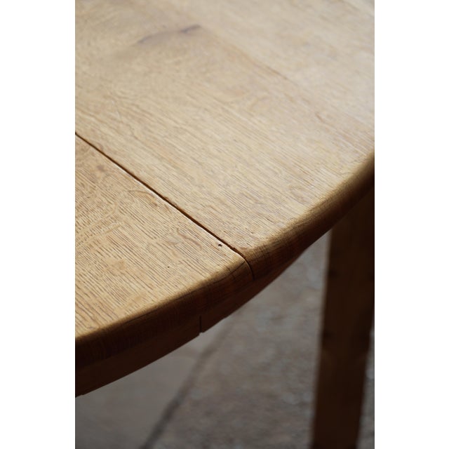 Mid-Century Modern Round Oak Dining Table with Three Extensions, 1960s For Sale - Image 17 of 18