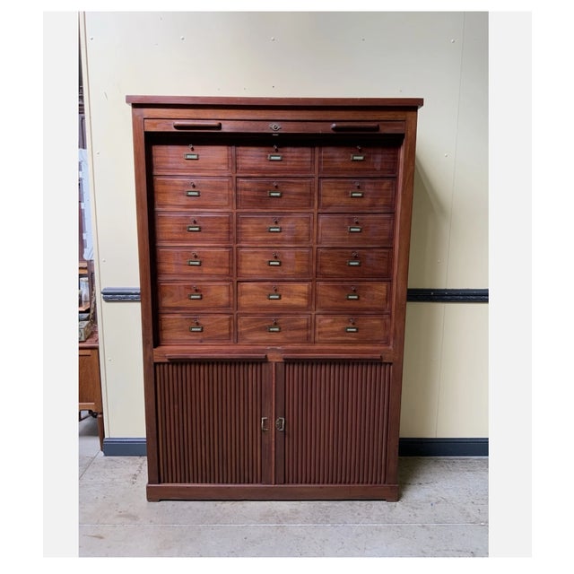 Art Nouveau Roller Shutter Archive Cabinet, 1910 For Sale - Image 4 of 11