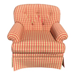 Sherrill Green & Red Tufted Back Chair For Sale