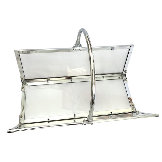 Danny Alessandro Danny Alessandro Chrome & Glass Fireplace Log Holder / Magazine Rack, Italy, 1970s For Sale - Image 4 of 13