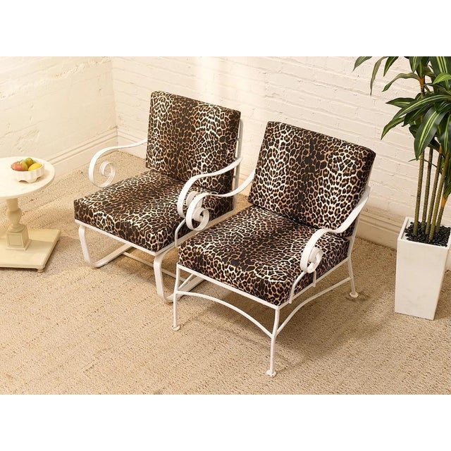 Vintage Leopard Print Lounge Chairs With White Scroll Arms For Sale - Image 4 of 8