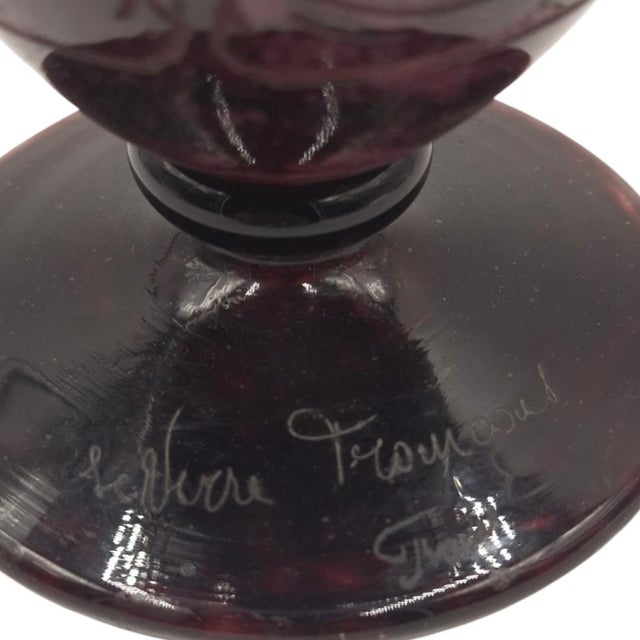 Le Verre Français "Dalias" Acid-Etched Cameo Glass Pedestal Vase by Charles Schneider, 1920s Art Deco For Sale - Image 10 of 10