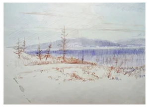 Herberts Mangolds, Winter, 1967, Double-Sided Watercolor on Paper