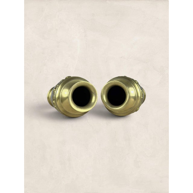 Antique English Brass Urns, Pair For Sale - Image 4 of 5