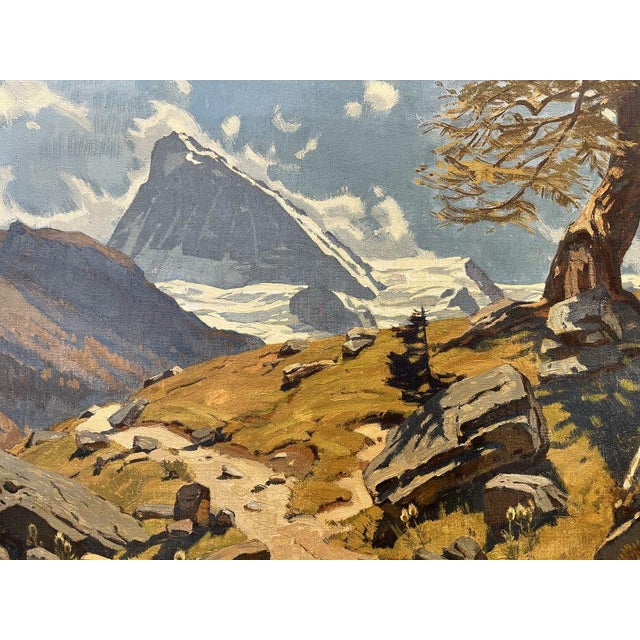 Mid-Century Modern Willy Friedrich Burger, Alpweg Mit Dent Blanche, 1950s, Oil on Canvas, Framed For Sale - Image 3 of 10