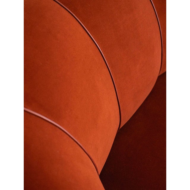 Mid Century Italian Channel Back Sofa in Velvet and Leather Chairish