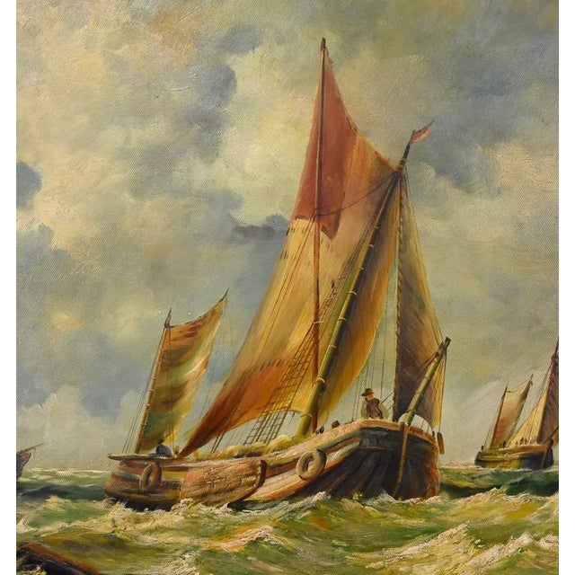 Albert Hess, Sailboats on a Rough Sea, 1950s, Canvas For Sale - Image 9 of 18
