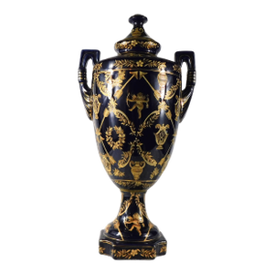 Big Blue Jar, Vase, or Urn With Angels