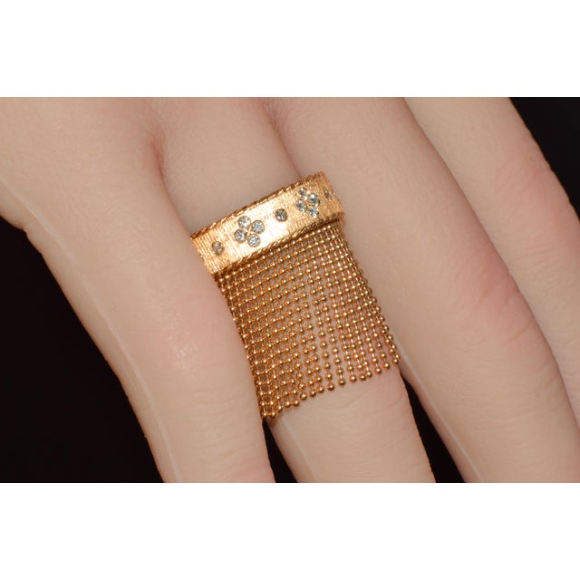 Gold Late 20th Century Authentic Roberto Coin Princess Tassel Fringe Diamond Ring 18k Rose Gold, Size 7 For Sale - Image 8 of 13