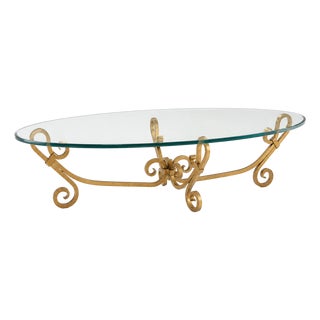 Vintage Hollywood Regency Gold Gilt Wrought Iron Coffee Cocktail Table Exquisitely Large For Sale