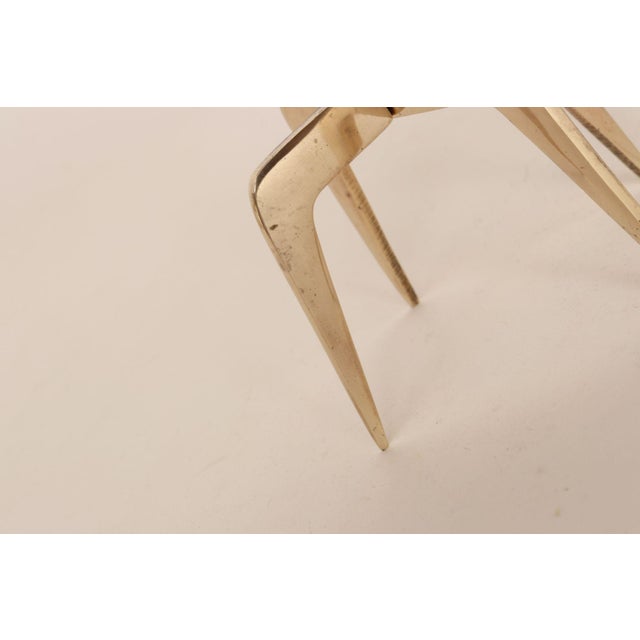 Pair of Sculptural Vintage Brutalist Candle Holders in Polished Brass For Sale - Image 10 of 13