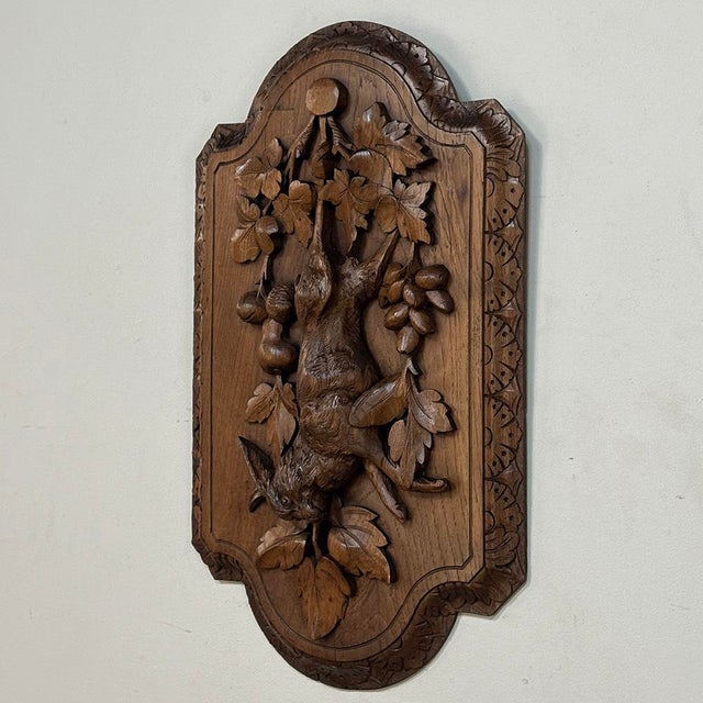 Pair 19th Century Country French Hunt Style Hand-Carved Oak Plaques For Sale - Image 14 of 16