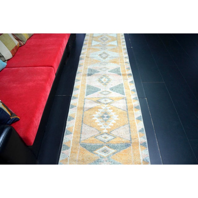 Textile 1960s Vintage Geometric Design Turkish Herki Runner For Sale - Image 7 of 11
