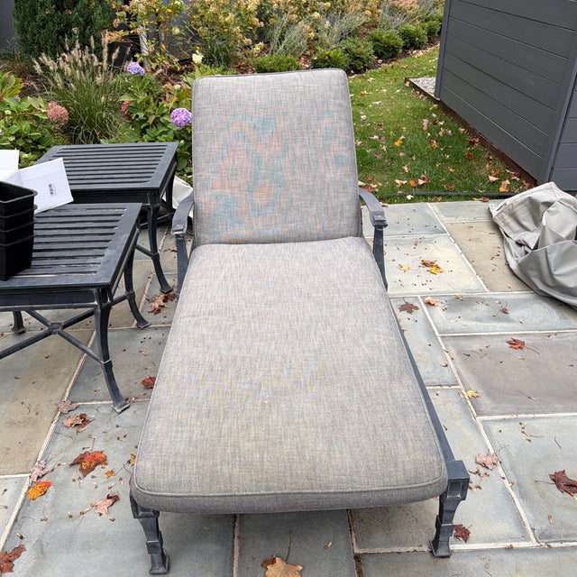 Restoration Hardware Restoration Hardware Antibes Zinc Chaise Lounge Chairs With Cushions ($1500 for Pair $750 Each) For Sale - Image 4 of 11