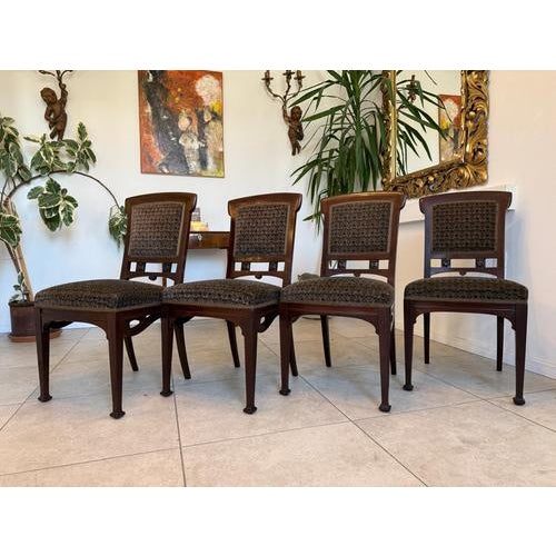 Original Art Nouveau Set of Four Armchairs. Dimensions: Height x Width x Depth 92 x 46 x 44 cm, Seat Height 47 cm. For...