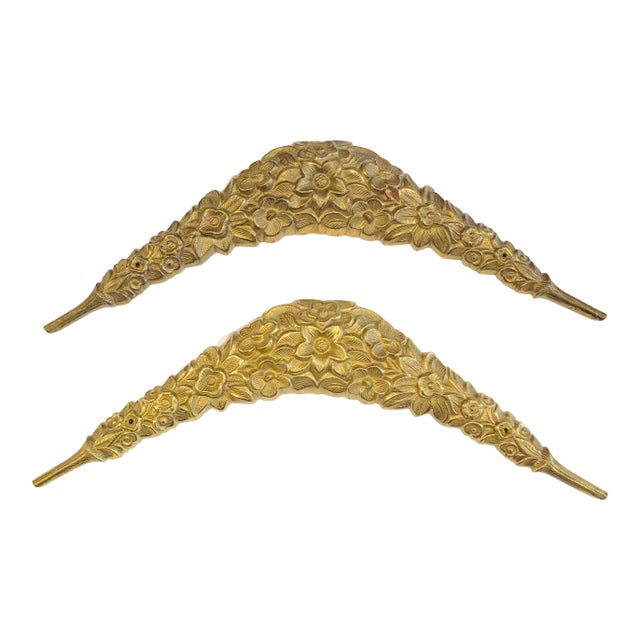 Vintage Solid Brass Victorian Picture Toppers - a Pair For Sale